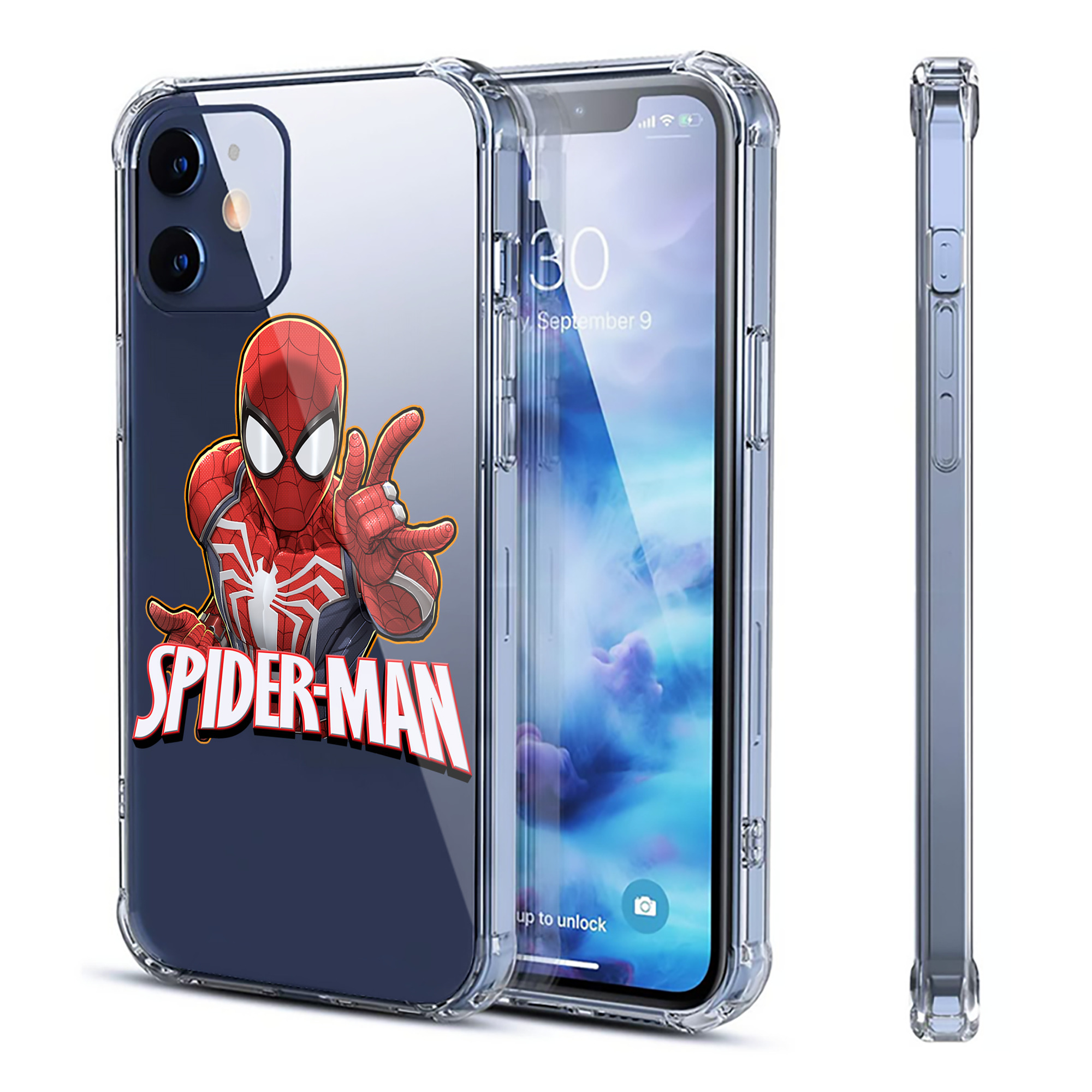 （画像用） Spider Man スパイダーマン 【iPhone 12シリーズ対応】透明スマホケース（クリアソフトケース）
